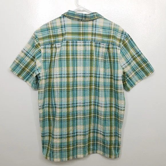 Patagonia Puckerware Shirt Organic Cotton Plaid in Beryl Green Large - Picture 3 of 13
